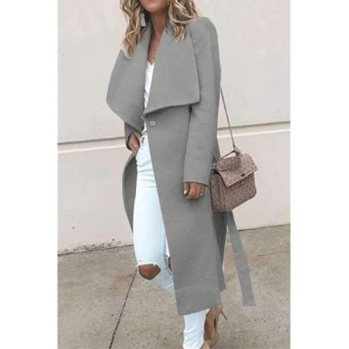 Fashion Pure Lapel Long sleeve Woman Trench Coats
