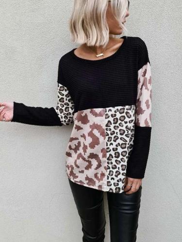 Fashion Gored Print Round neck Long sleeve Sweaters