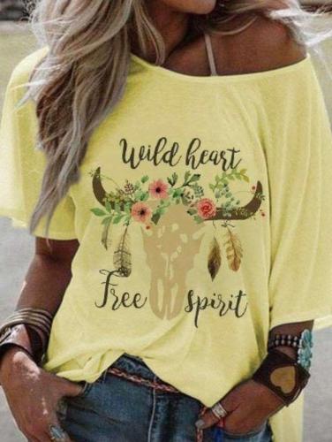 Casual Loose Print Round neck Short sleeve T-Shirts