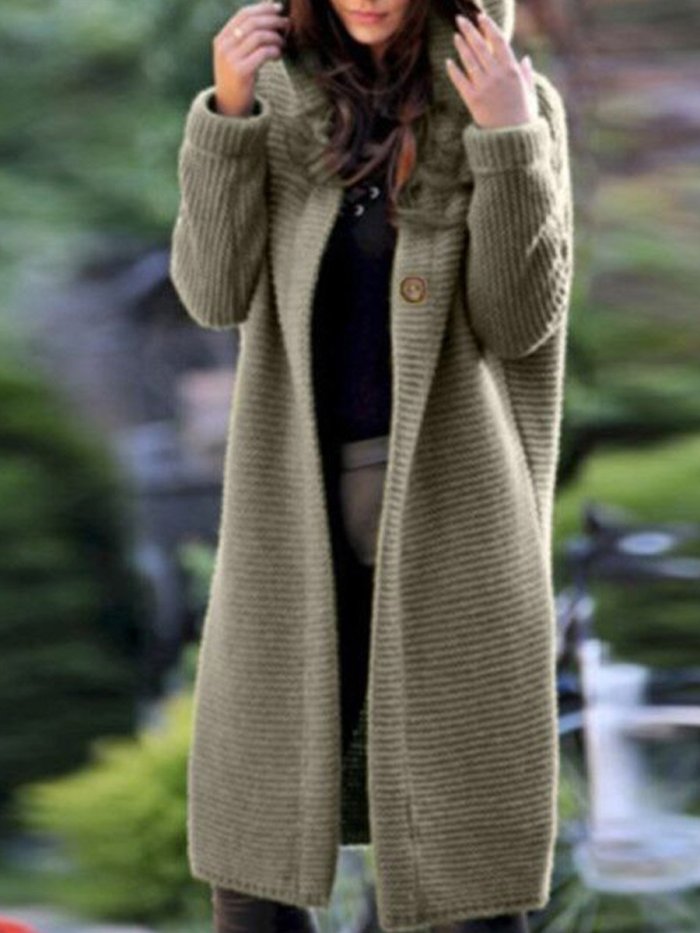 Woman Plain Simple Knitting Sweater Coats