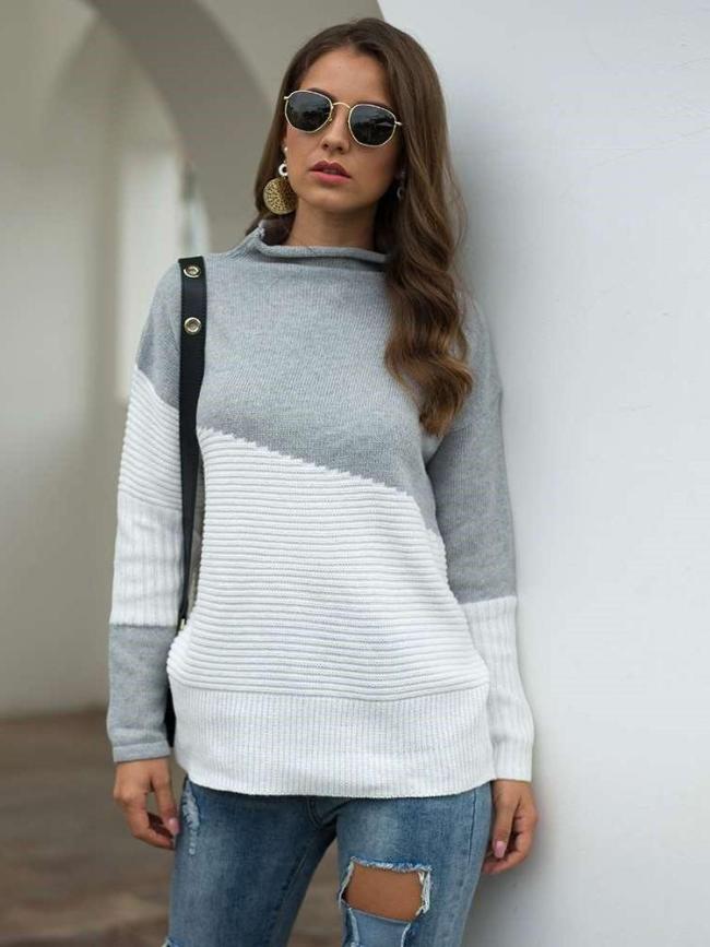 Fashion Gored Knit Long sleeve irregular Sweaters