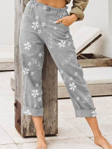 Stylish flower printed daily long pants for women