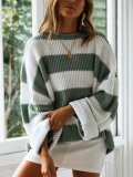 Fashion Loose Stripe Round neck Knit Sweaters