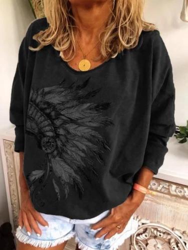 New printed round neck long sleeve T-shirts