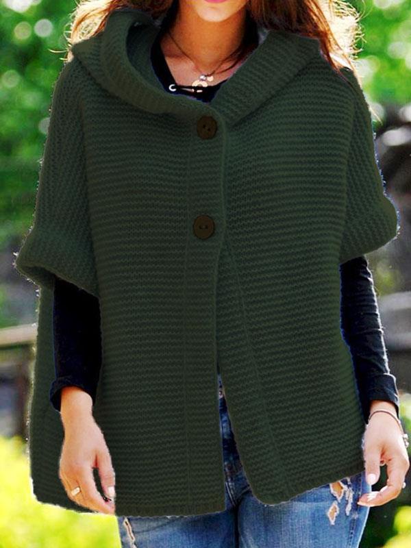 Loose knit hooded cardigan coats for autumn