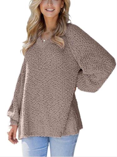 Loose Pure Knit Long sleeve V neck Sweaters