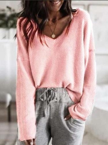 Pure Loose V neck Long sleeve Sweaters