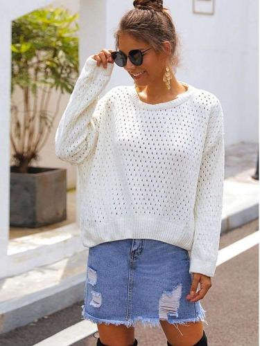 Fashion Loose Hollow out Round neck Knit Sweaters