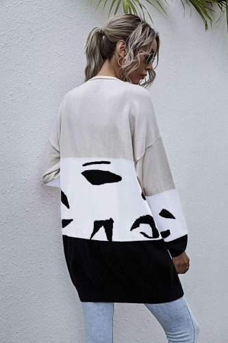 Fashion Casual Gored Print Long sleeve Knit Cardigan