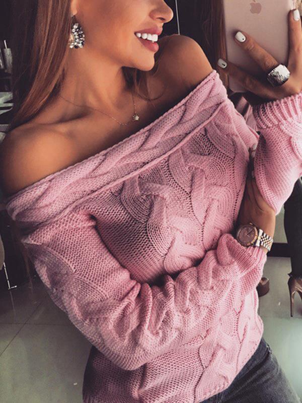 Chic off shoulder long sleeve sweaters