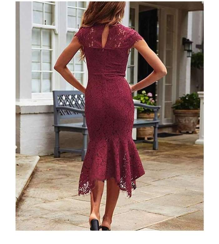 Fashion Sexy Lace Hollow out Fishtail skirt Evening Dresses