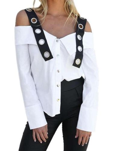 Fashion One shoulder Vest Long sleeve Blouses