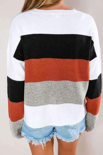 Fashion Casual Stripe Round neck Long sleeve Knit T-Shirts