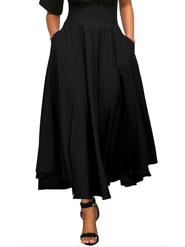 Plain Bowknot Zipper Long Skirt