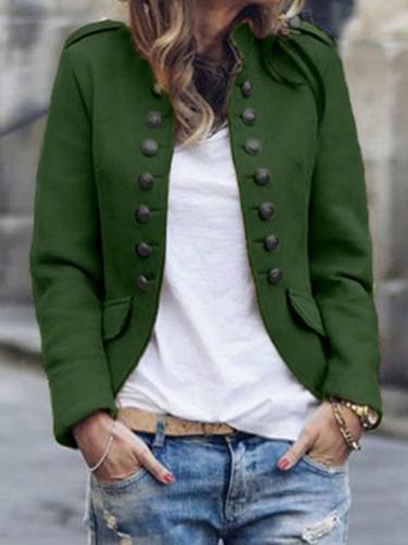 Women Stylish button long sleeve stand up collar blazers