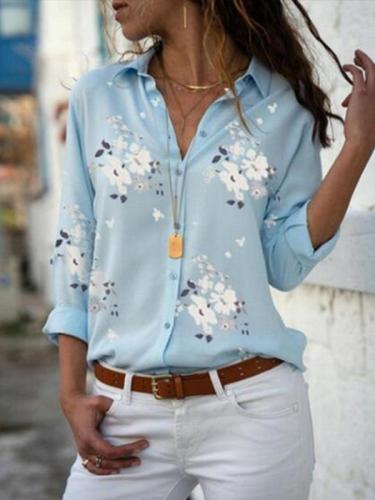 Women Casual Printed Long Sleeve Sprng Autumn Blouses