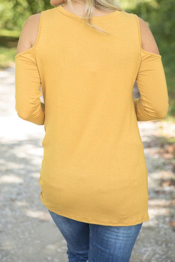 Open Shoulder  Asymmetric Hem  Plain T-Shirts
