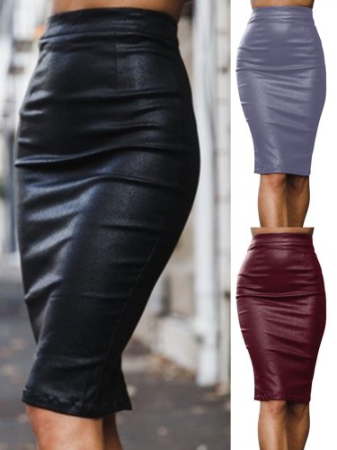 Autumn Woman More Colors PU Bodycon Skirts