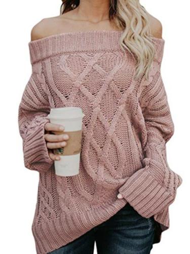 Chic Warm thickened braided off shoulder sweaters