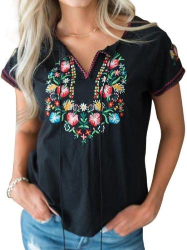Vintage embroidered short sleeve T-shirts
