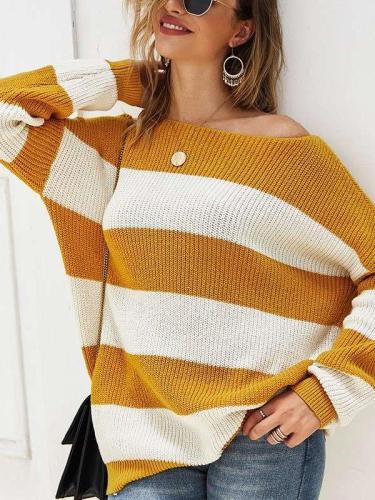 Sexy Stripe Knit Long sleeve Sweaters
