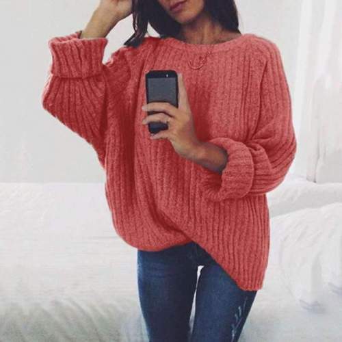 Pure Loose Round neck Knit Long sleeve Sweaters