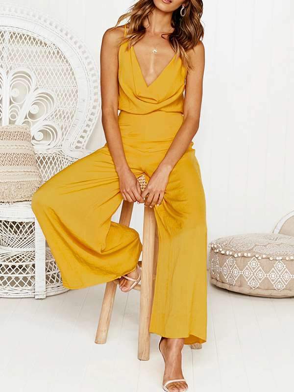 Slim and sexy halter Skater plain fashion jumpsuits