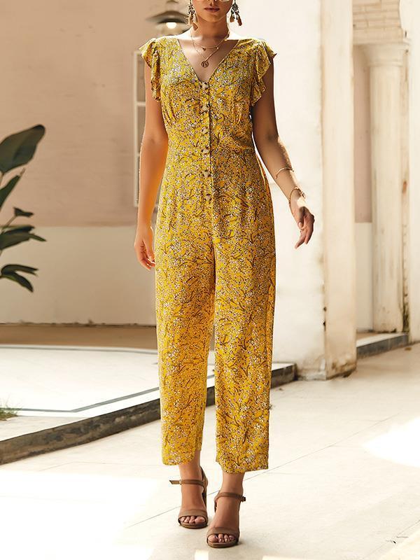 Summer floral casual straight pants  jumpsuits
