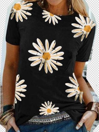 Casual Round neck Print Short sleeve T-Shirts