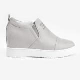 Casual Fashion Letter Slip On Wedge Sneakers Faux Suede Wedge Heel Sneakers
