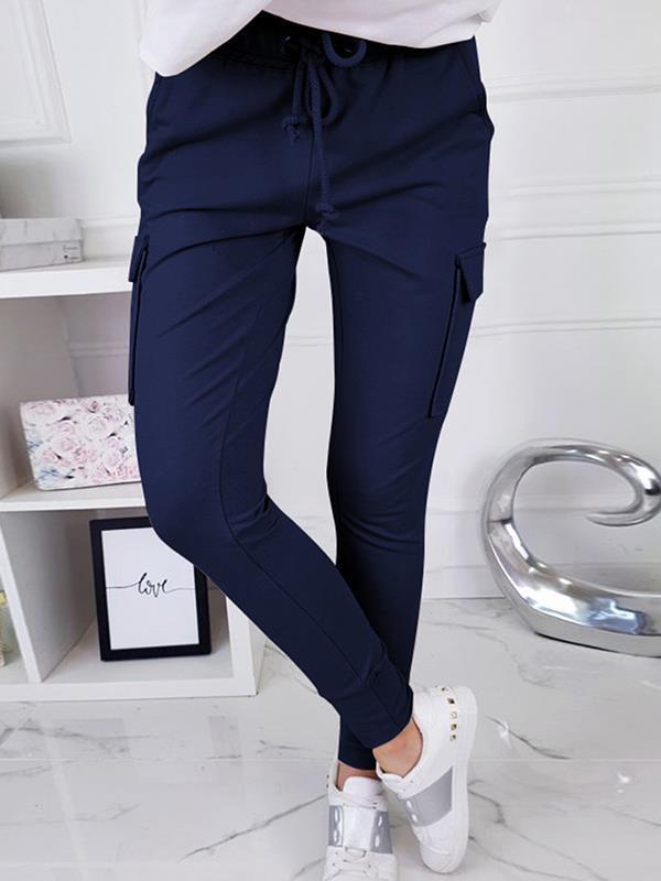 Casual High waist women slim plain long pants