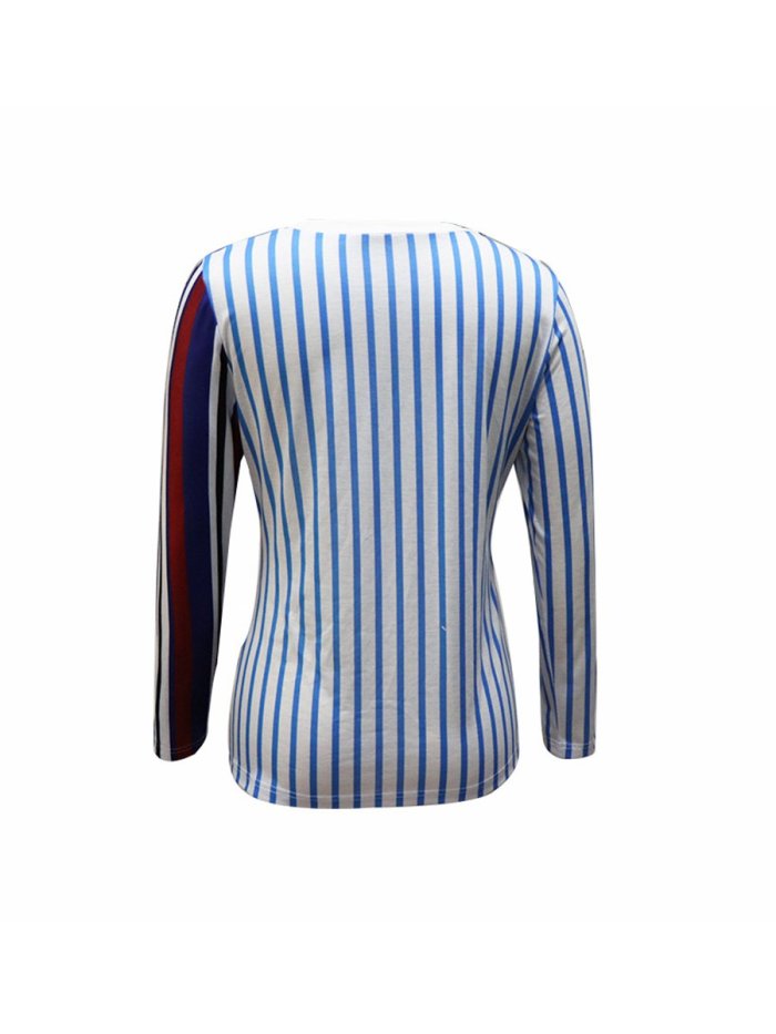 Interest Stripe Long Sleeve Woman T-shirts