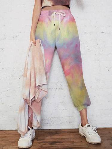 Loose tie-dyed casual long pants
