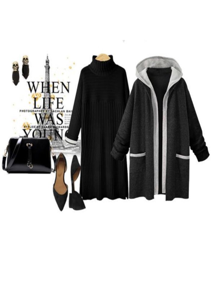 Simple Style Woman Long Hooded Coats