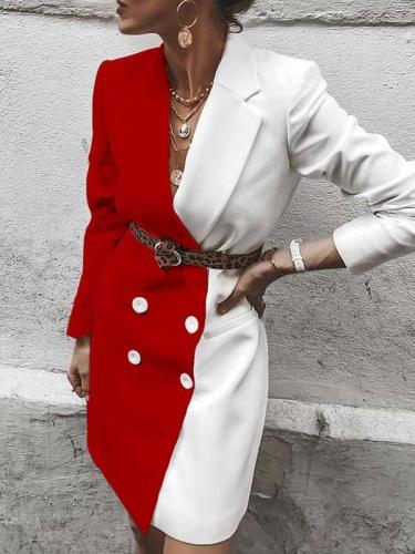 Fashionable color contrast suit coat dresses jackets