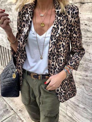 Leopard printed Turn down collar women blazers