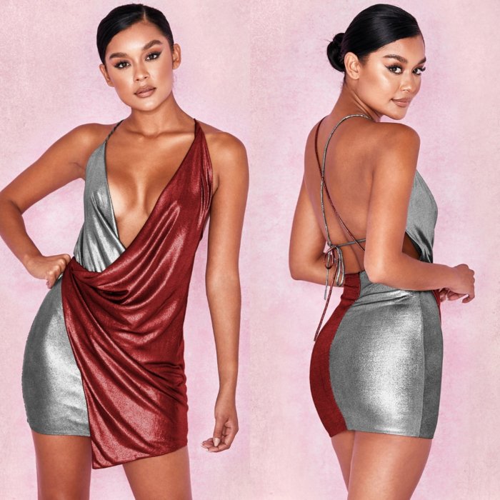 Sexy Vest Backless Gored Bodycon Dresses