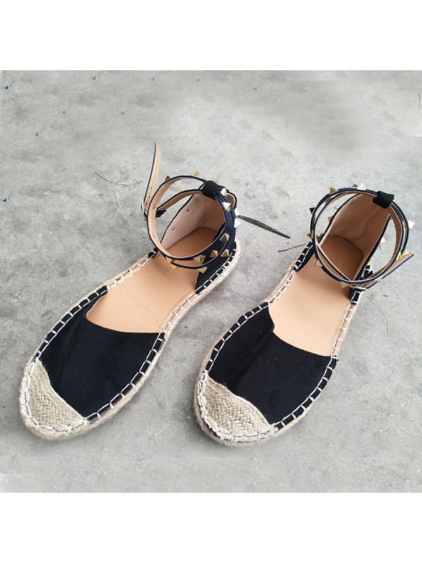 Plain Flat Ankle Strap Round Toe Casual Date Flat Socofy Sandals