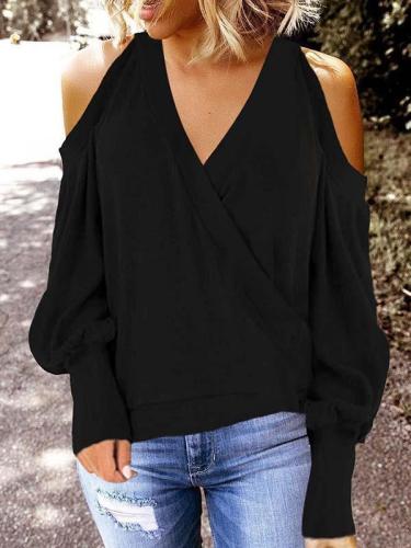 Casual fashion off shoulder long sleeve blouses