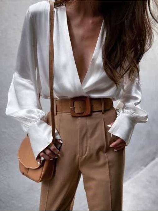 Fashion Sexy V neck Long sleeve Pure Blouses