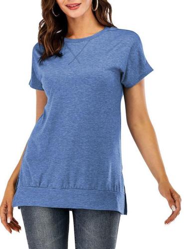 Solid color round neck Short sleeve T-shirts