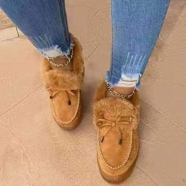 Women warm bowknot cotton shoes boots