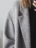Fashion Pure Lapel Long sleeve Woollen Trench Coats