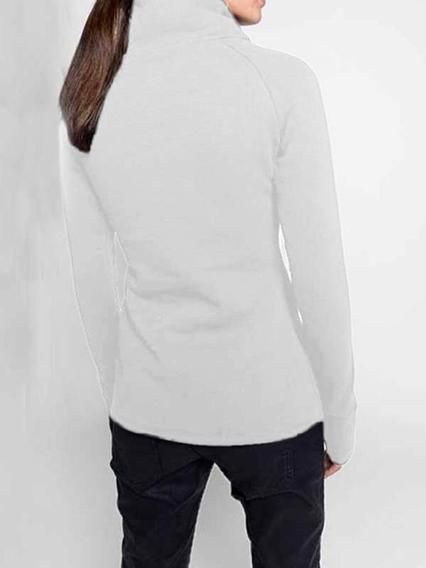 Women casual high neck zipper long sleeve sweatshirts tops