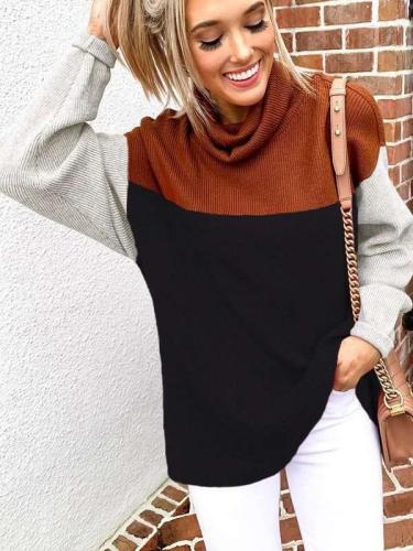Fashion Gored Heaps collar Long sleeve Knit Sweaters