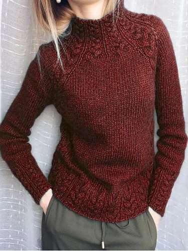 Fashion Pure Retro Figured High collar Long sleeve Knit Sweaters