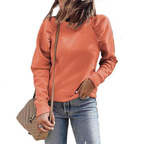 Casual Pure Gored Round neck Long sleeve Sweatshirts