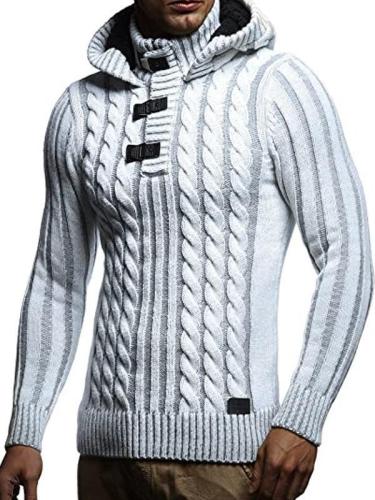 Men's Fashion Slim Stand Collar Hooded Sweater
