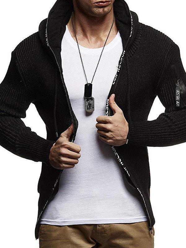 Men's Fashion Zipper Hooded Sweater Jacket