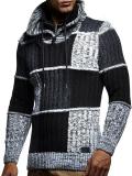 Men's Patchwork Stand Collar Knitted Sweater